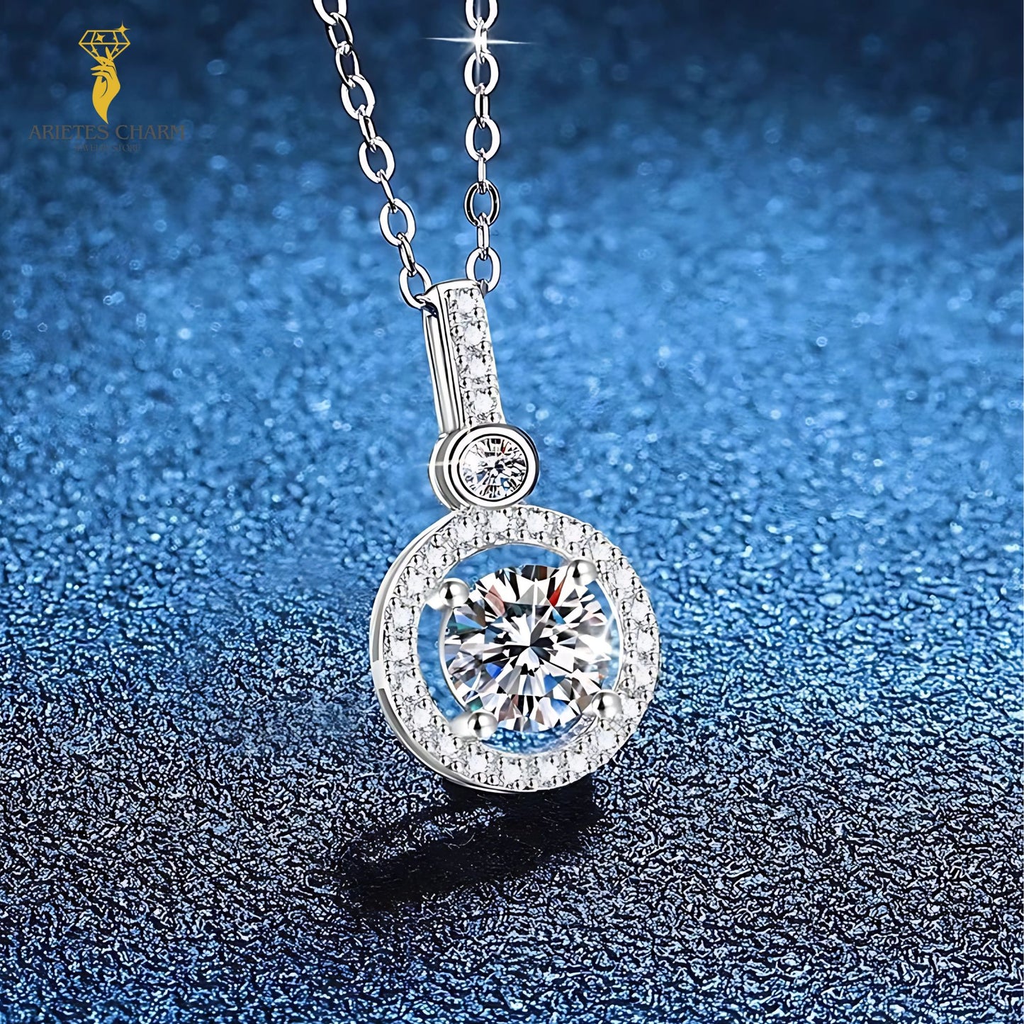 S925 Sterling Silver Moissanite Pendant Necklace – 1 Carat D Color Round Brilliant Cut | Light Luxury Jewelry with GRA Certificate | Elegant Gift for Women