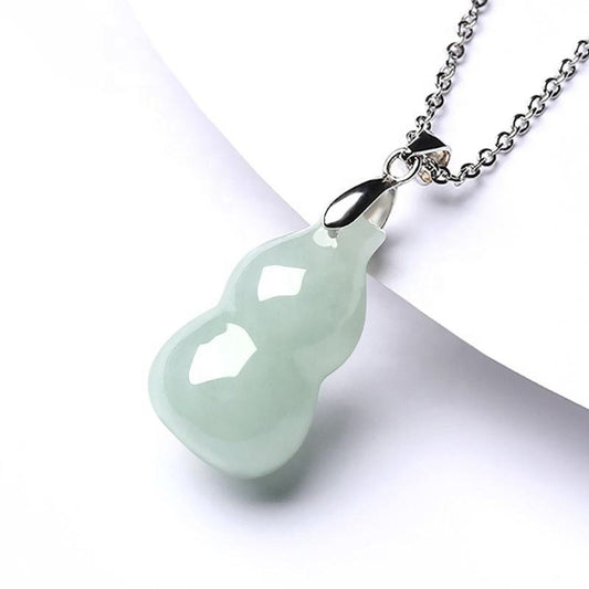 Genuine Natural Tiny Gourd Jade necklace S925 Silver inlay Jadeite Pendant Untreated Grade A Certified Carved Authentic Burma Dainty gift