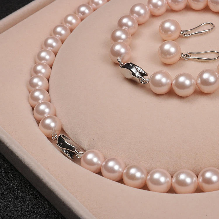 Beautiful Japanese AAA8-9mm Pearl Necklace Set 925s