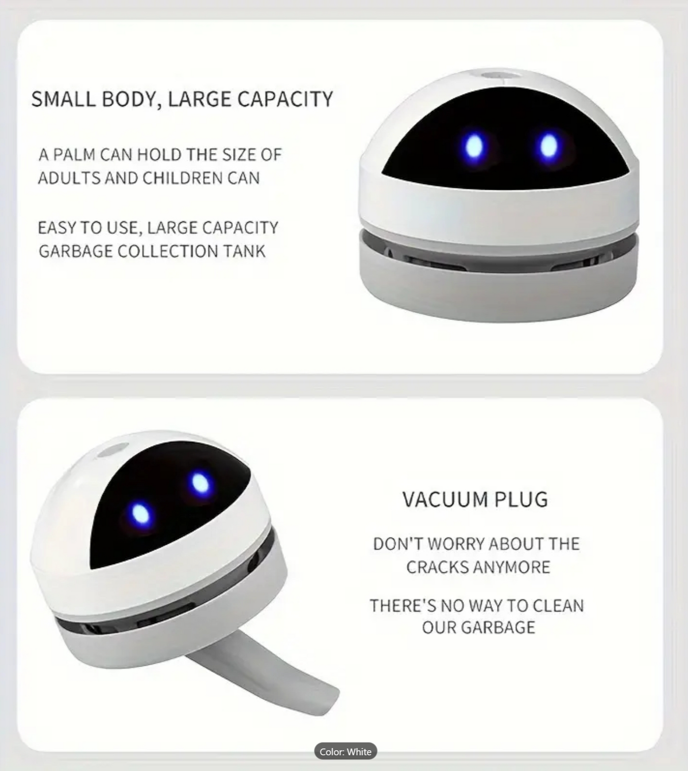 Cordless USB Rechargeable Mini Vacuum: Strong Suction, Low Noise, Detachable Nozzle