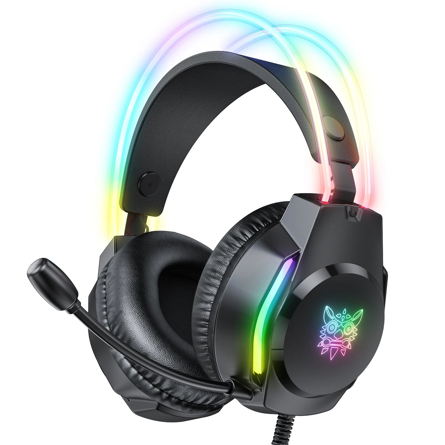 ONIKUMA X26 Wired Headphone with Headband RGB Light Flexible Mic Button Control Gaming Headset Gamer for Compute PC