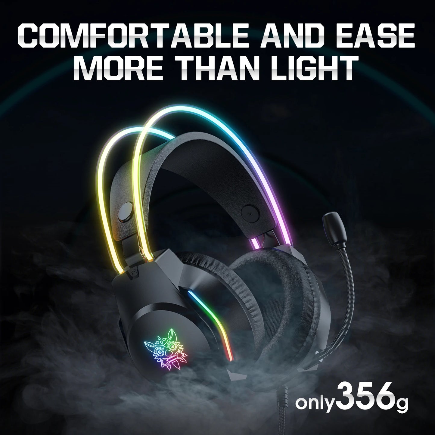 ONIKUMA X26 Wired Headphone with Headband RGB Light Flexible Mic Button Control Gaming Headset Gamer for Compute PC