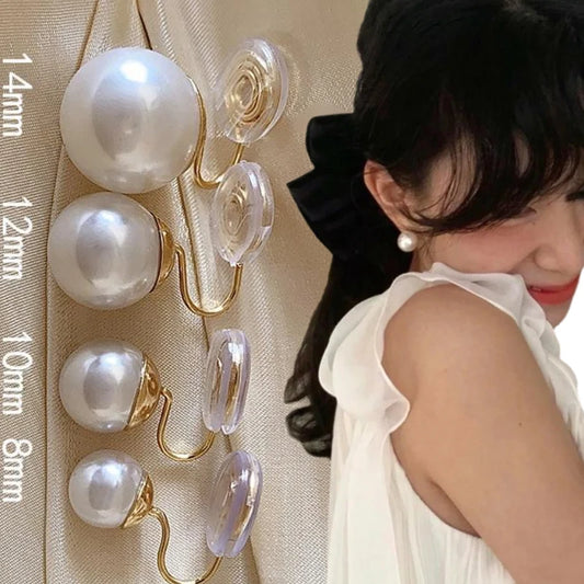 Korean Elegant White Pearl Clip Earrings for Women Exquisite Simple Imitation Pearl Round Stud Earring Wedding Party Jewelry