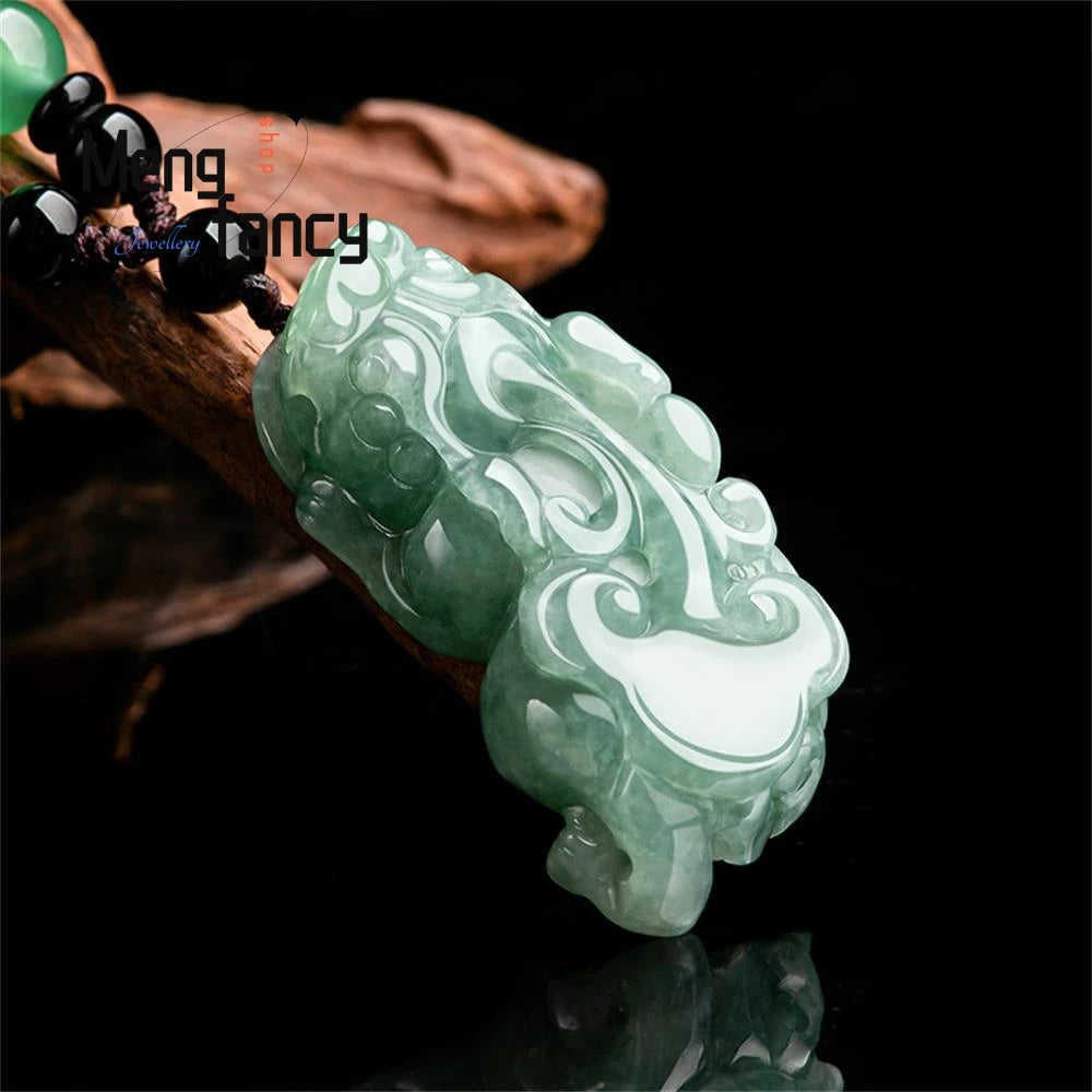 Exquisite Natural Myanmar A-goods Jadeite Oil Green Ruyi Pixiu Glutinous Seed Jade Pendant High-grade Fashion Jewelry Mascots