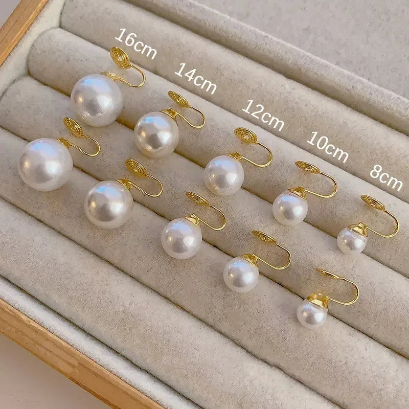 Korean Elegant White Pearl Clip Earrings for Women Exquisite Simple Imitation Pearl Round Stud Earring Wedding Party Jewelry