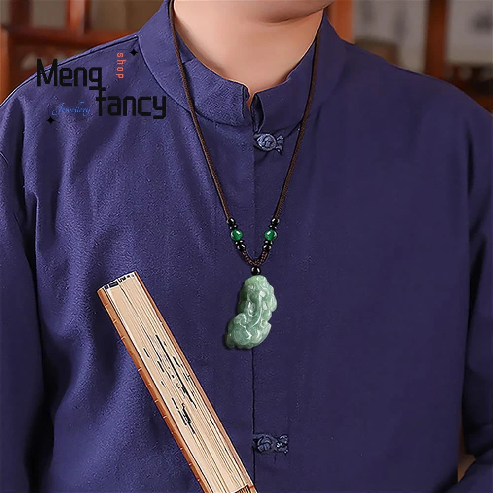 Exquisite Natural Myanmar A-goods Jadeite Oil Green Ruyi Pixiu Glutinous Seed Jade Pendant High-grade Fashion Jewelry Mascots