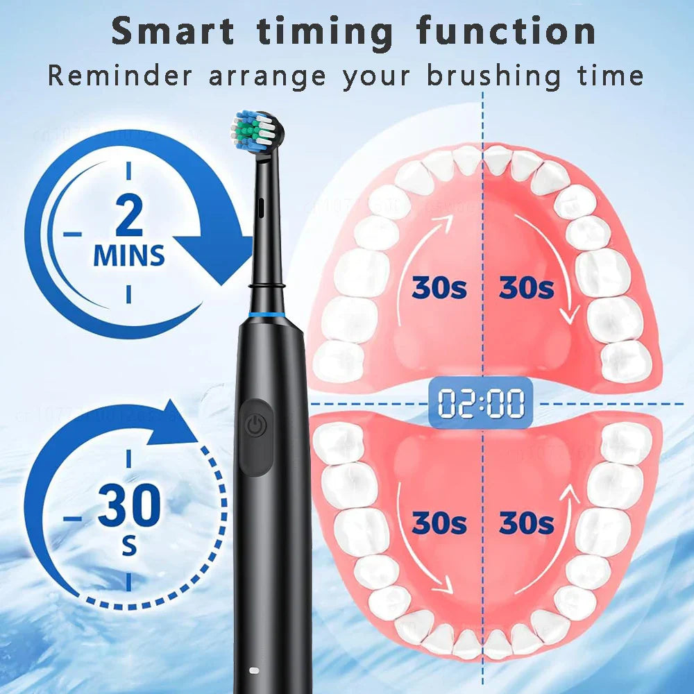 Electric Toothbrush Rotary Cleaning Teeth Brush Waterproof Electronic Tooth Brush With Timer Rechargeable Toothbrush with 8 Head