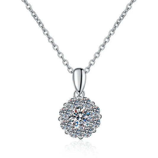 HK0063 Lefei Fashion Trendy Fine Luxury Classic Moissanite Star Flower Necklace For Women 925 Silver Party Elegant Jewelry Gifts