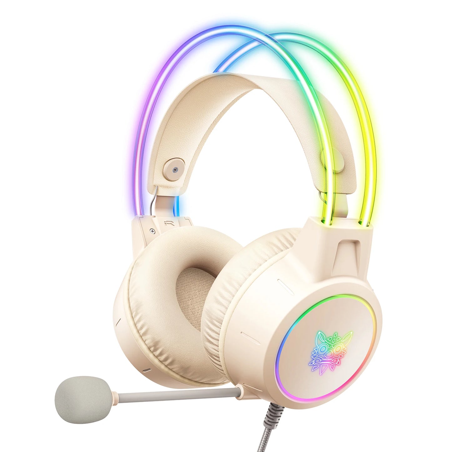 ONIKUMA X15 Pro Over-Ear Headphones Gaming Headset Wired Cancelling Earphones Pink Cat Ears Rgb Light With Mic For PC PS4