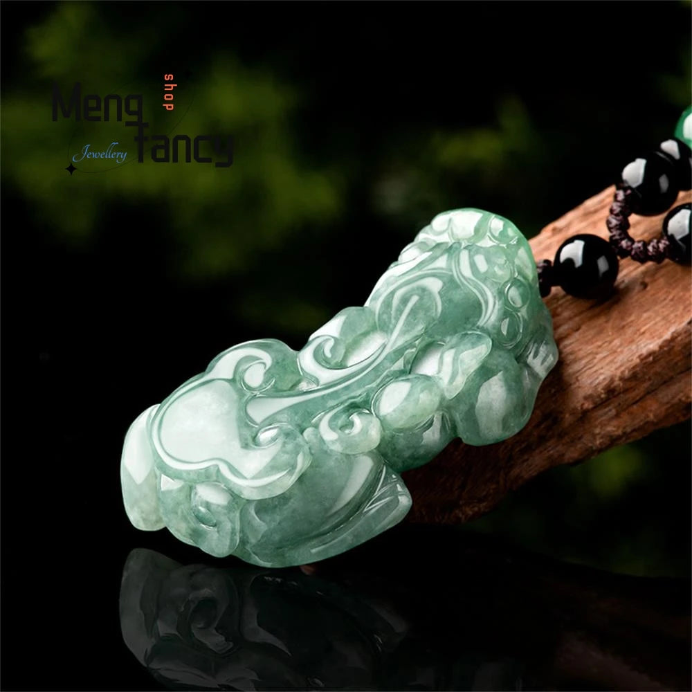 Exquisite Natural Myanmar A-goods Jadeite Oil Green Ruyi Pixiu Glutinous Seed Jade Pendant High-grade Fashion Jewelry Mascots