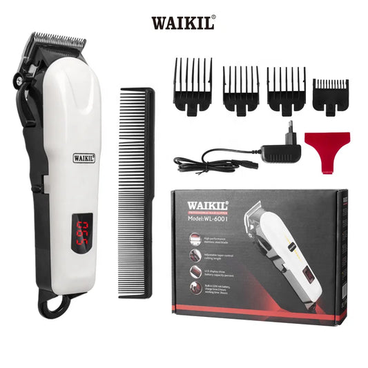 WAIKIL professional electric hair clipper for mens hair trimmer oil head carving machine EU plug charging digital display Barber