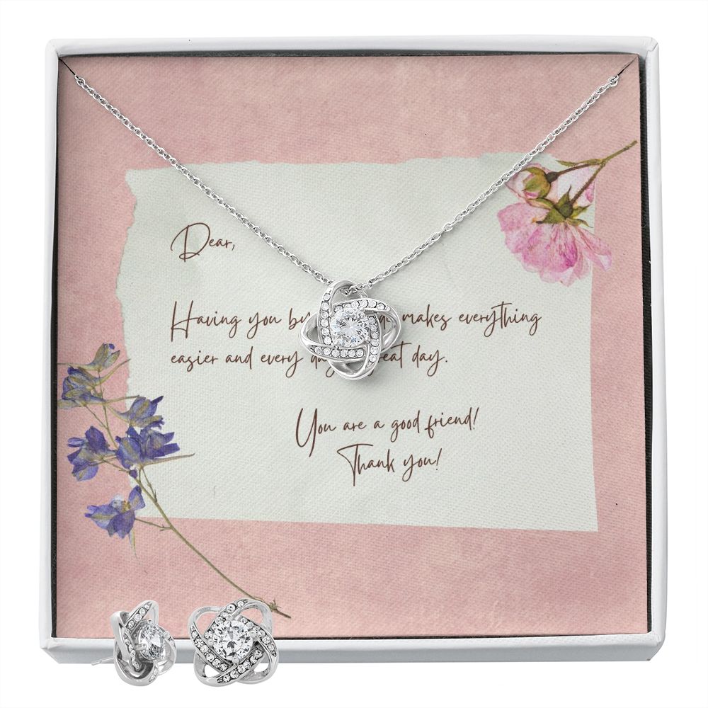 To My Best Friend The Love Knot  Earring & Necklace Set!