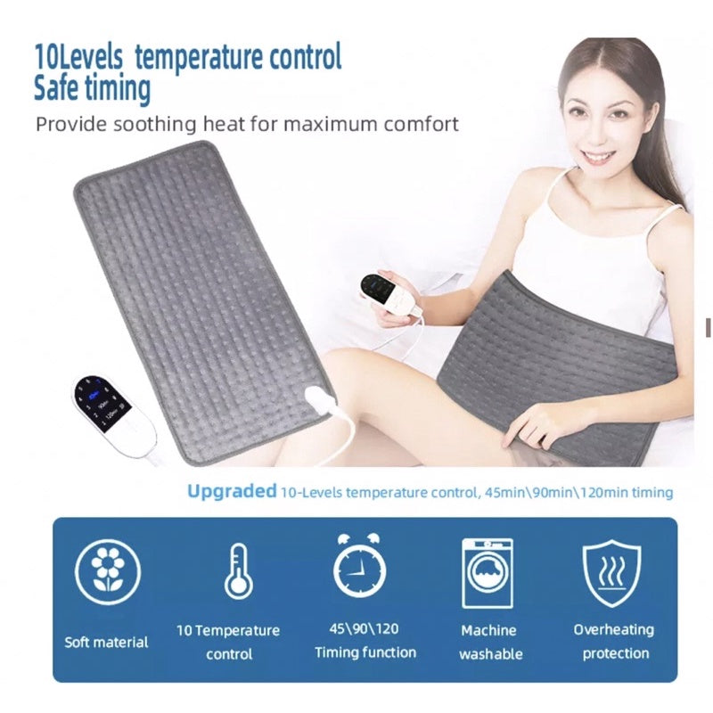Heated Pad with Timer | Comforting Heat Pack for Full Body Relief | Perfect for Therapeutic Massage, Menstrual Pain, an