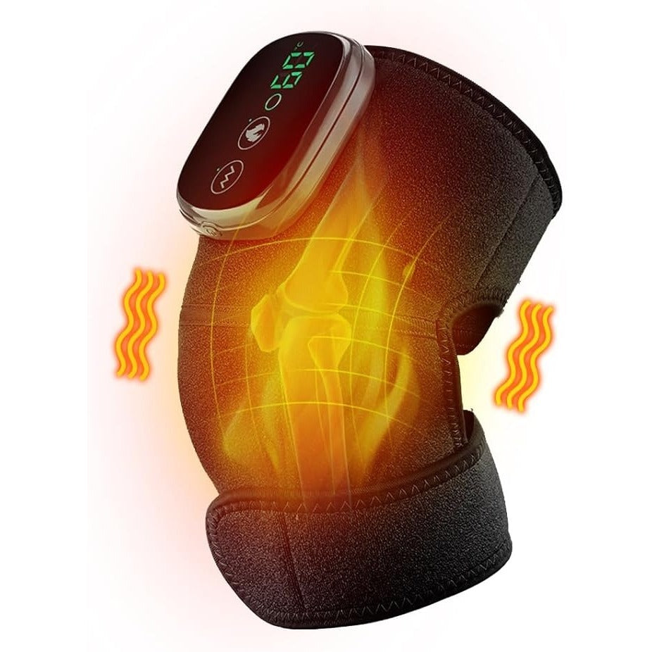 Heated Knee Massager, 3 in 1 Knee Massager with Heat and Vibration, Portable Cordless Electric Massage Knee Heating Pads