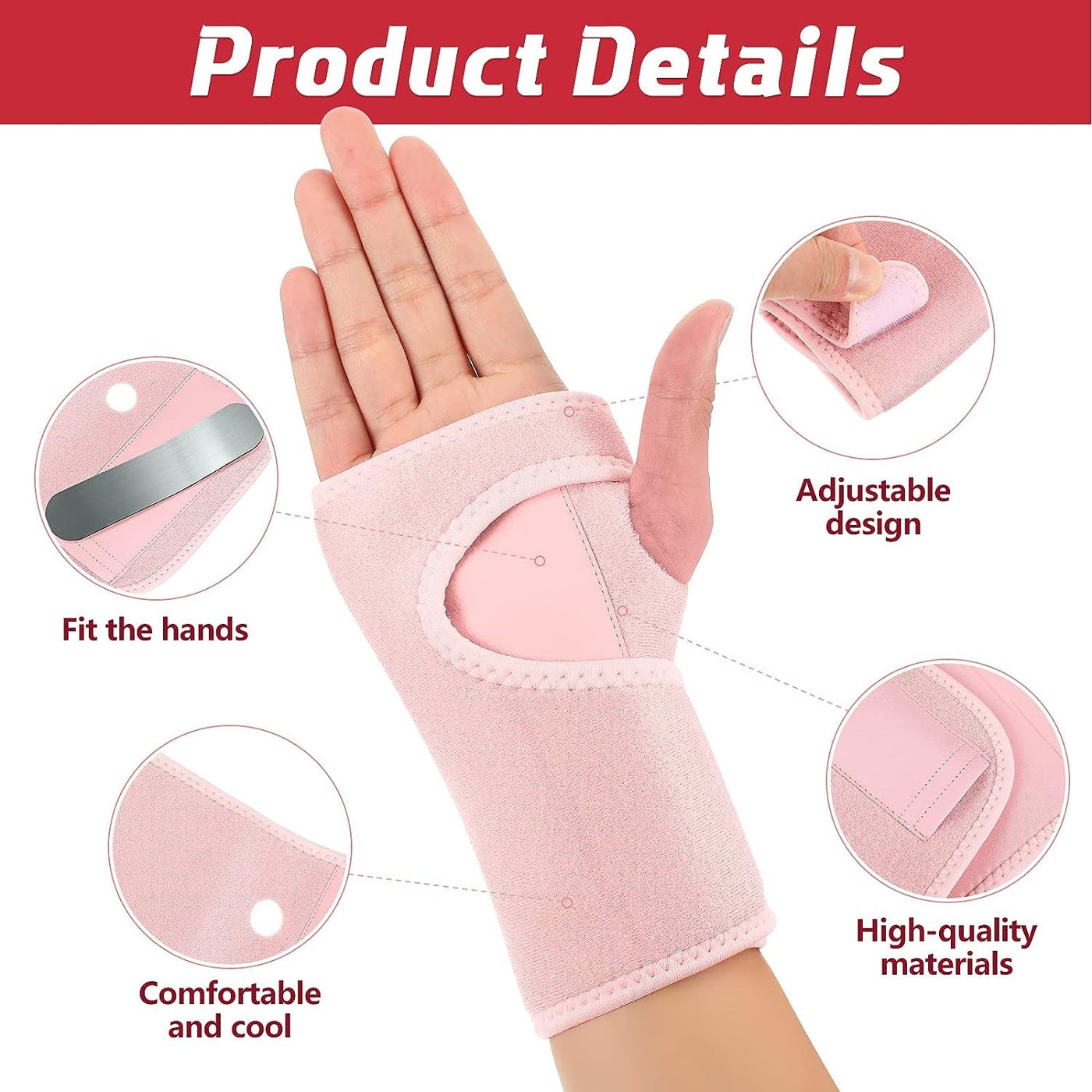 Adjustable Wrist Brace Guard Durable Steel Wrist Splint Support Strap Carpal Tunnel Tendonitis Stabilizer Arthritis Pain