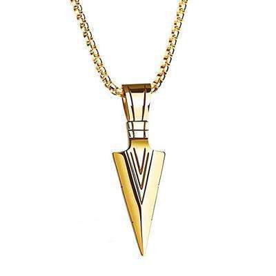 Stainless Steel Jewelry Necklace Gold Triangle Arrowhead Pendant Necklace For Men With Chain