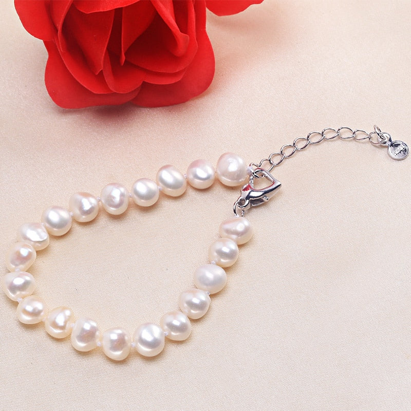 Pearl charm bracelet for women top quality 8-9mm 100% natural freshwater pearl bracelet 16cm-20cm