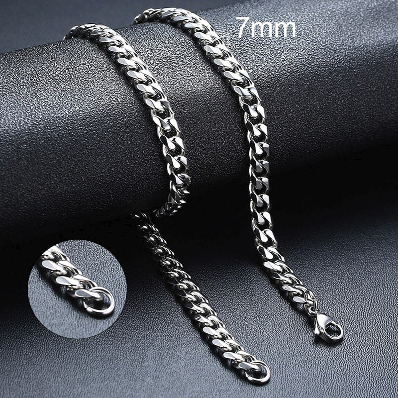 Chain Necklace for Men Women, Basic Punk Stainless Steel Curb Link Chain Chokers,Vintage Gold Tone Solid Metal Collar