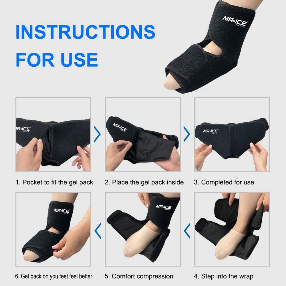 Foot Ankle Ice Pack Wrap for Foot Pain Relief - Ankle Ice Pack for Injuries Reusable Gel Cold Pack for Achilles Tendonitis, Plantar Fasciitis, Sprained Ankles and Feet Sore - 2 Therapy Packs