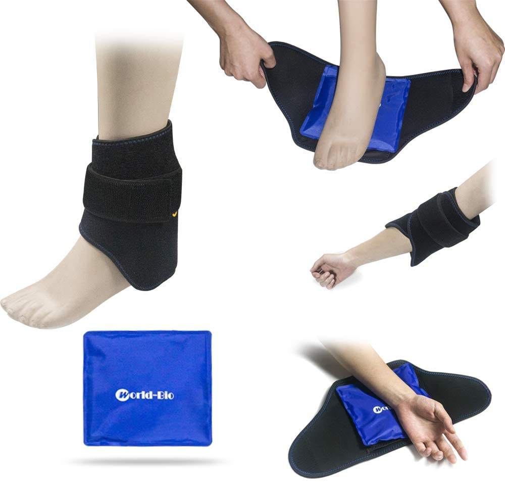 Foot Ankle Ice Gel Pack for Follow and Sole, Hot Cold Therapy Reusable Pad and Adjustable Heel Ice Wrap Perfect for Plantar Fasciitis, Achilles Tendonitis, Sprains, Swollen Foot and Muscle Pain Relief