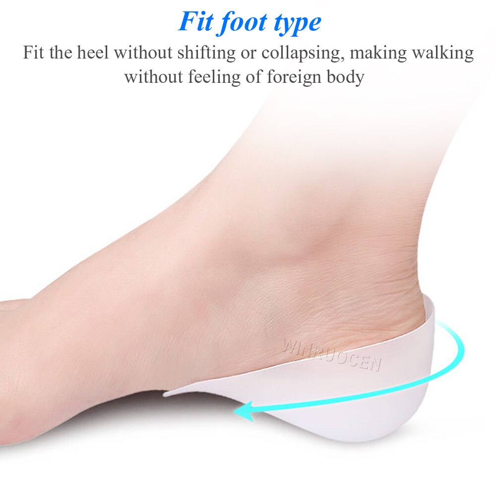 Silicone Gel Pads Heel Heightened Gel Insole In Socks Relieve Plantar Fasciitis Foot Care