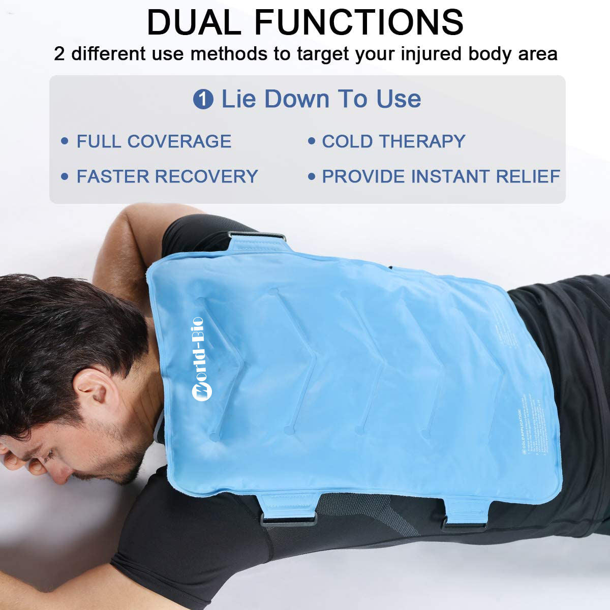 Full Back Ice Pack for Injuries Reusable Large Gel Ice Wrap for Back Pain Relief from Swelling, Bruises & Sprains by Cold Compression Therapy