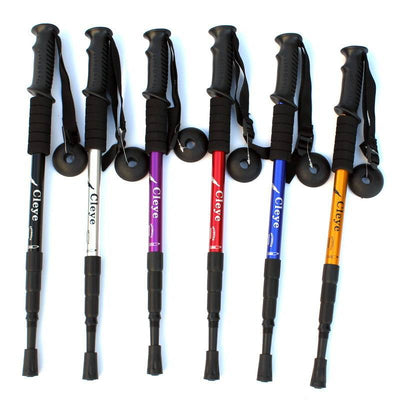 Hiking Pole Walking Stick adjustable Mountain Climbing Aluminum Alloy Telescopic Four Section Trekking Pole for Outdoor