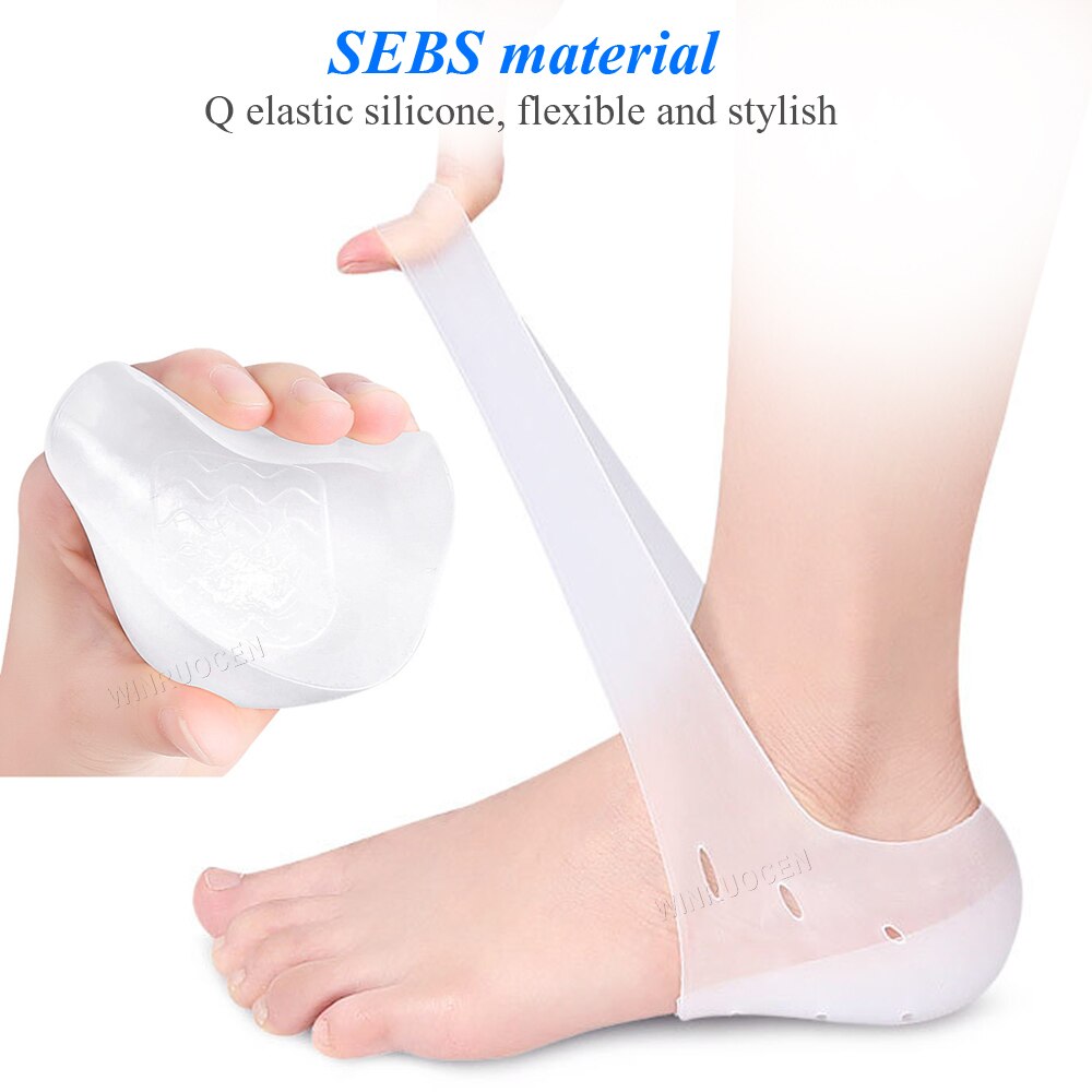 Silicone Gel Pads Heel Heightened Gel Insole In Socks Relieve Plantar Fasciitis Foot Care