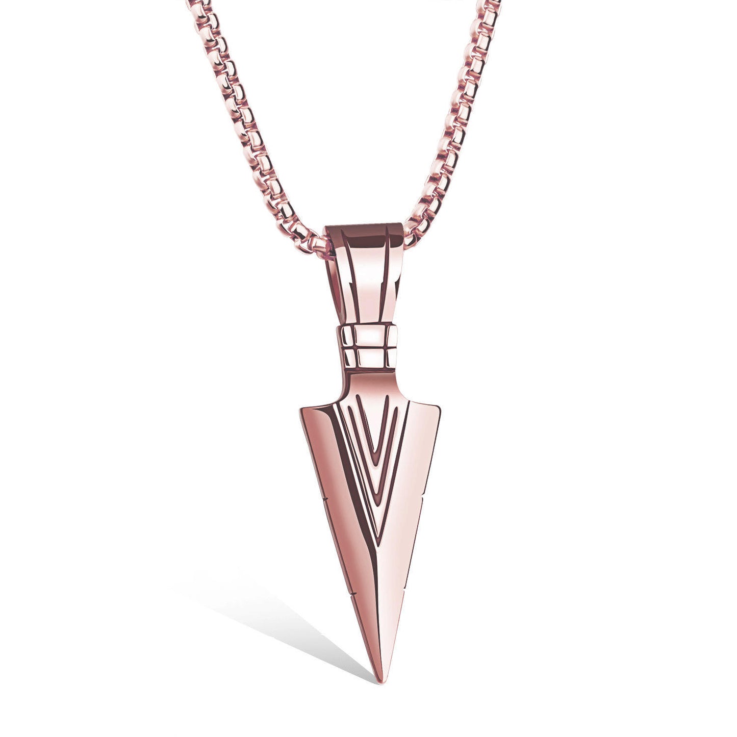 Stainless Steel Jewelry Necklace Gold Triangle Arrowhead Pendant Necklace For Men With Chain