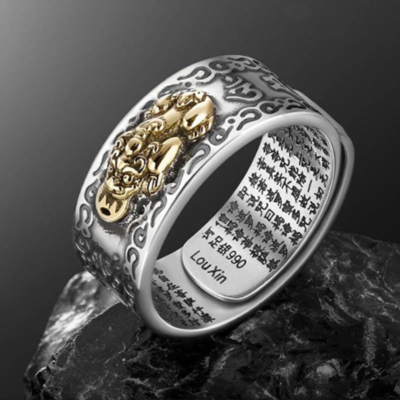 Buddhist Jewelry for Women and Men Creative and exquisite ring Domineering Pixiu Feng Shui Amulet Wealth Good Luck Adjustable Ring