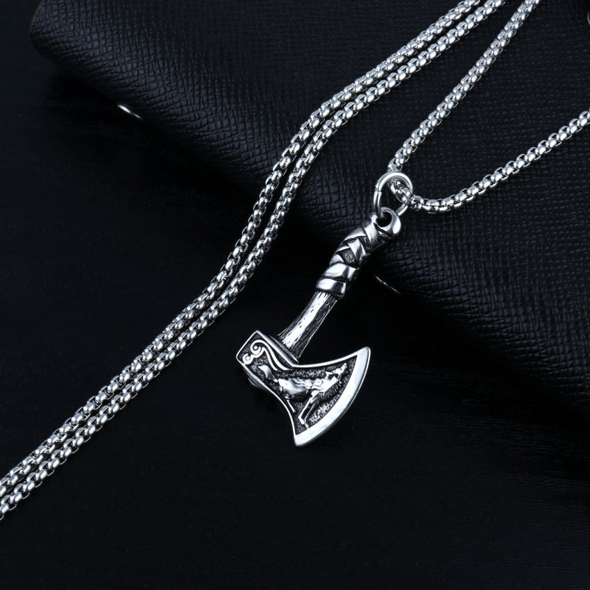 Stainless Steel Jewelry Viking Celtic Tomahawk Men's Necklace European and American Personality Titanium Steel Pendant