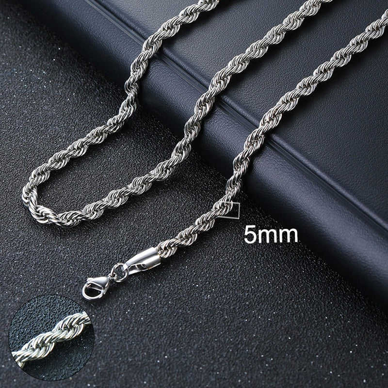 Chain Necklace for Men Women, Basic Punk Stainless Steel Curb Link Chain Chokers,Vintage Gold Tone Solid Metal Collar