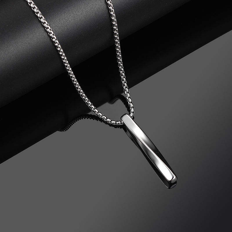 Twist Rectangle Pendant Necklace Choker Colar Men Trendy Simple Stainless Steel Chain Men Necklace Jewelry Gift