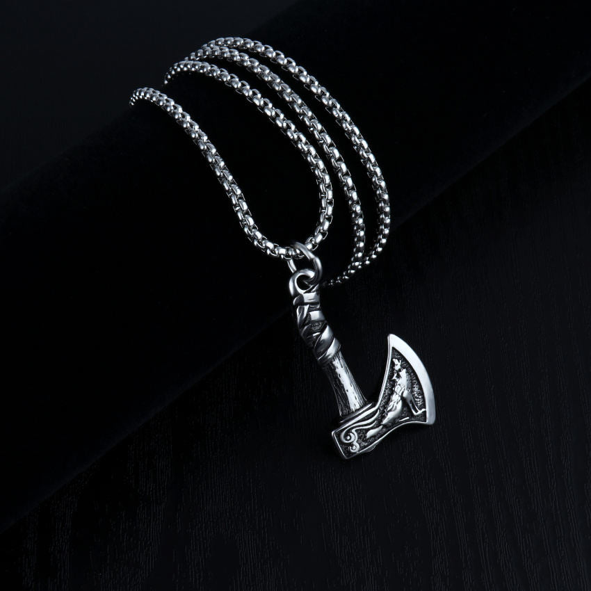 Stainless Steel Jewelry Viking Celtic Tomahawk Men's Necklace European and American Personality Titanium Steel Pendant