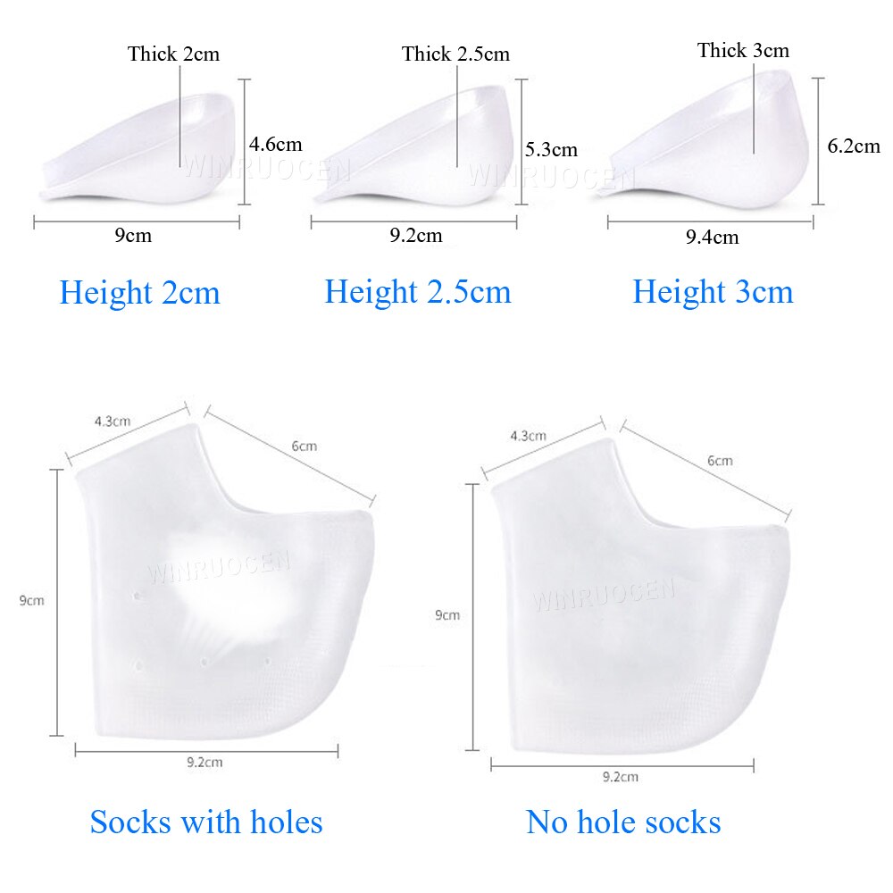 Silicone Gel Pads Heel Heightened Gel Insole In Socks Relieve Plantar Fasciitis Foot Care