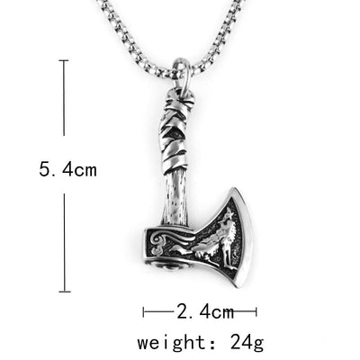 Stainless Steel Jewelry Viking Celtic Tomahawk Men's Necklace European and American Personality Titanium Steel Pendant