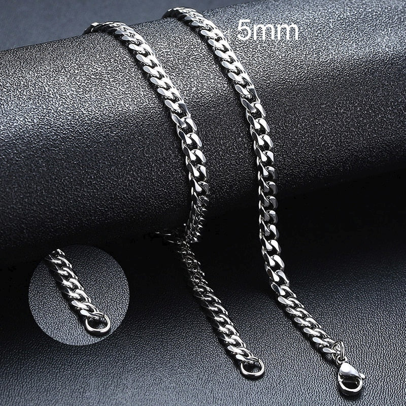 Chain Necklace for Men Women, Basic Punk Stainless Steel Curb Link Chain Chokers,Vintage Gold Tone Solid Metal Collar