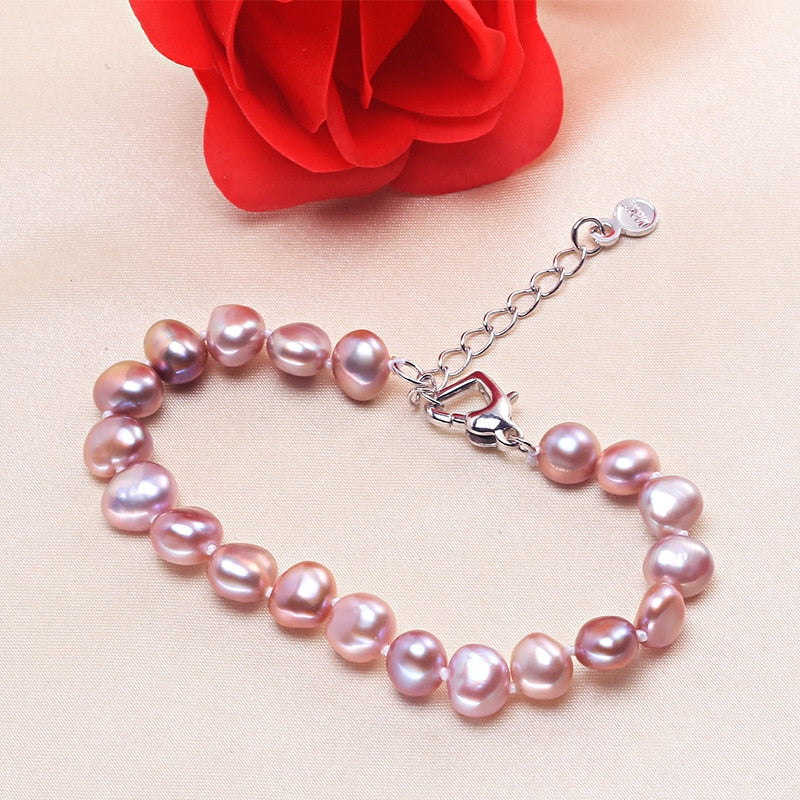 Pearl charm bracelet for women top quality 8-9mm 100% natural freshwater pearl bracelet 16cm-20cm