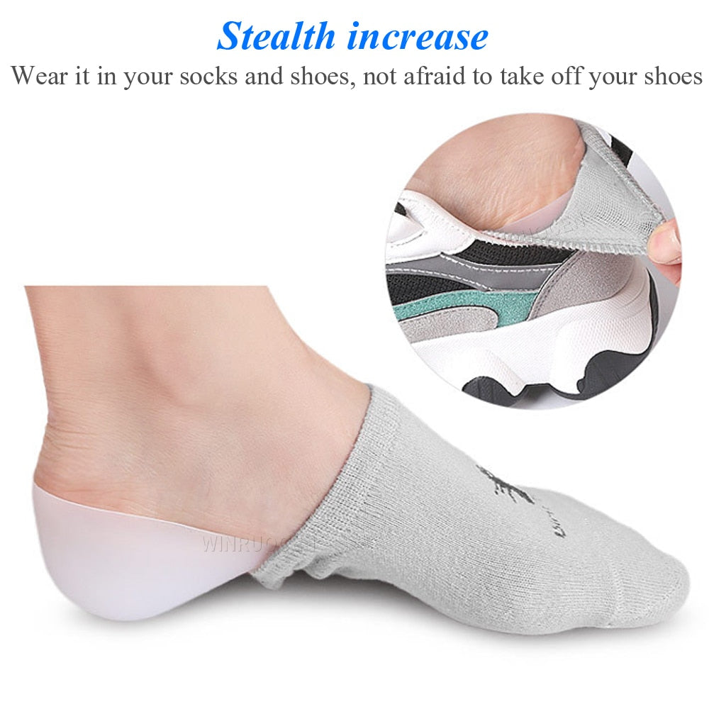 Silicone Gel Pads Heel Heightened Gel Insole In Socks Relieve Plantar Fasciitis Foot Care