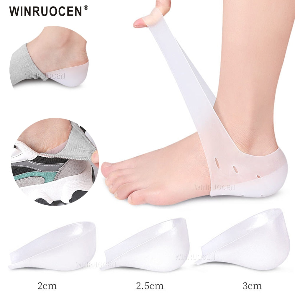 Silicone Gel Pads Heel Heightened Gel Insole In Socks Relieve Plantar Fasciitis Foot Care