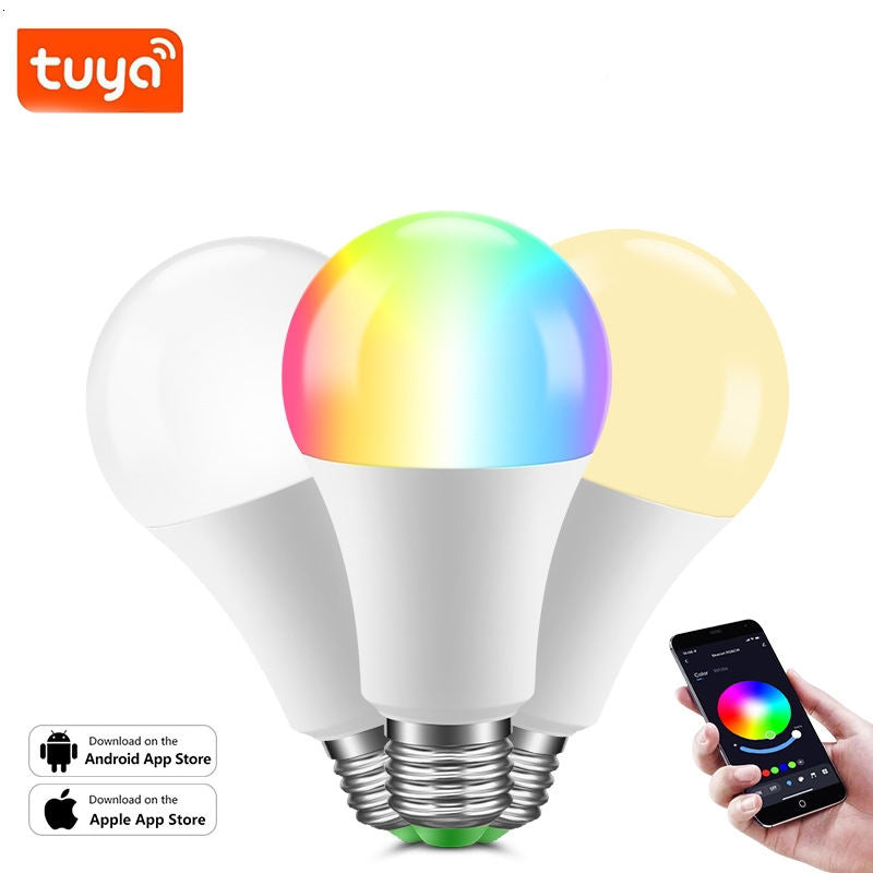 App Compatible Alexa Google Home Tuya Smart Light Bulb Wifi Bulb Rgbcw 9w Color Changing Led Light E27 E26 110v 220v