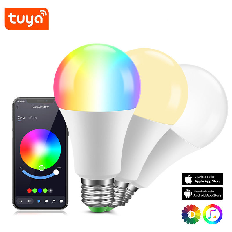 App Compatible Alexa Google Home Tuya Smart Light Bulb Wifi Bulb Rgbcw 9w Color Changing Led Light E27 E26 110v 220v