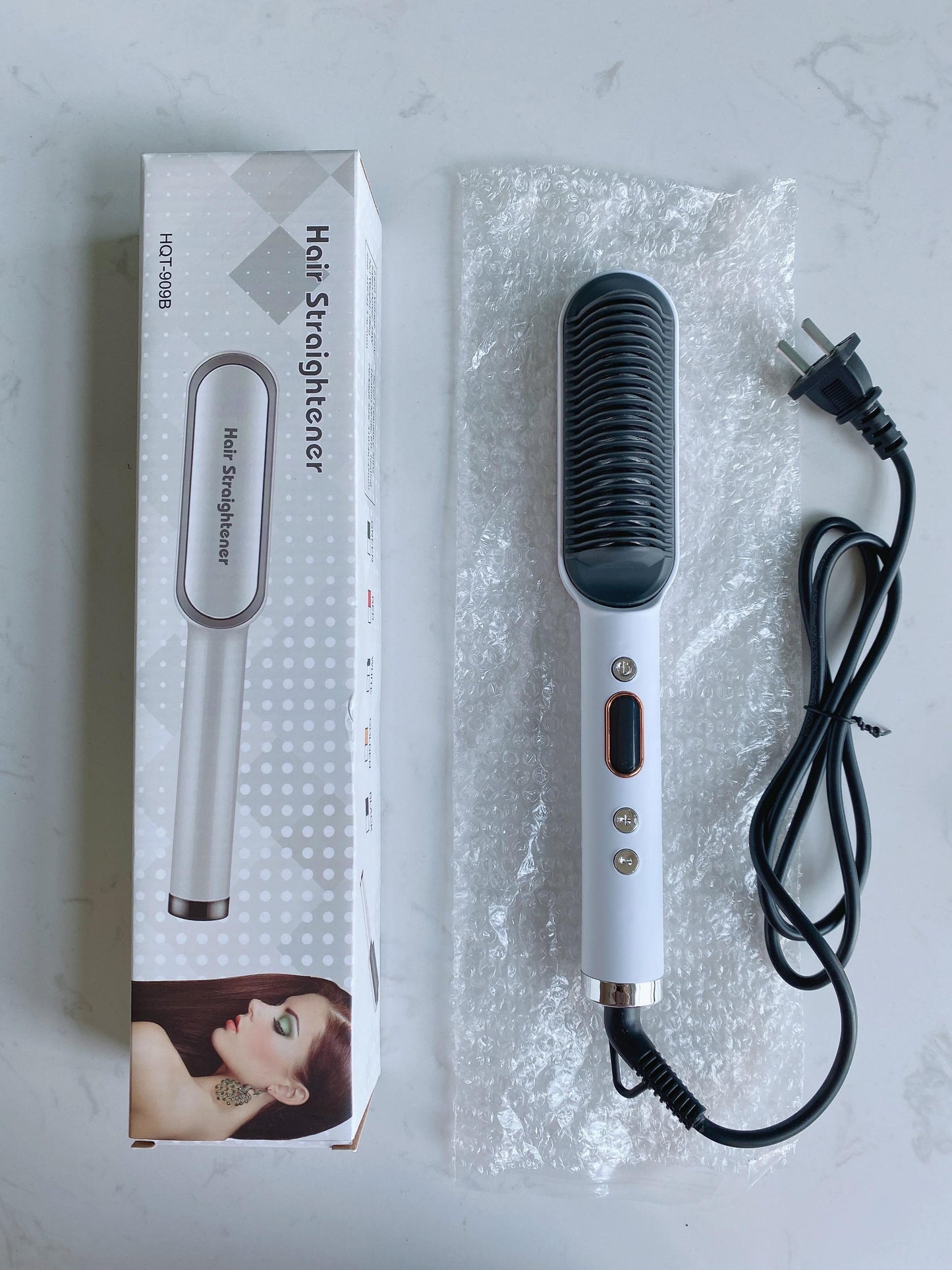 Home Use Professional Electric Flat Iron LCD Display Fast Ceramic Multi-function Hair Straightening Brush Hot Air Brush Hair Straightener Comb with LED