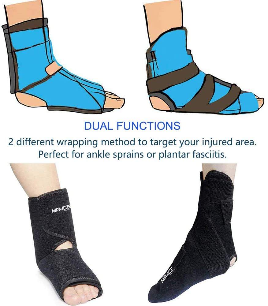 Foot Ankle Ice Pack Wrap for Foot Pain Relief - Ankle Ice Pack for Injuries Reusable Gel Cold Pack for Achilles Tendonitis, Plantar Fasciitis, Sprained Ankles and Feet Sore - 2 Therapy Packs