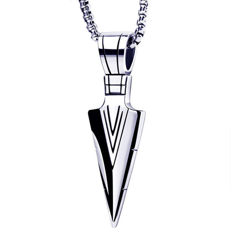 Stainless Steel Jewelry Necklace Gold Triangle Arrowhead Pendant Necklace For Men With Chain