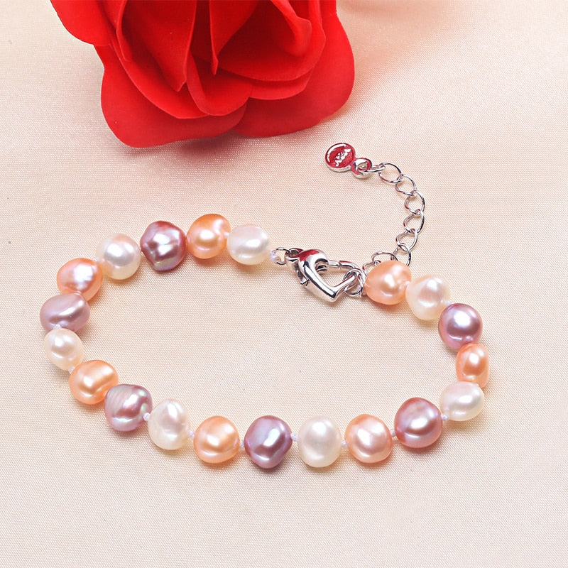 Pearl charm bracelet for women top quality 8-9mm 100% natural freshwater pearl bracelet 16cm-20cm