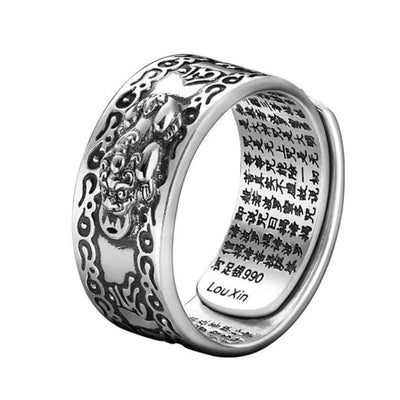 Buddhist Jewelry for Women and Men Creative and exquisite ring Domineering Pixiu Feng Shui Amulet Wealth Good Luck Adjustable Ring