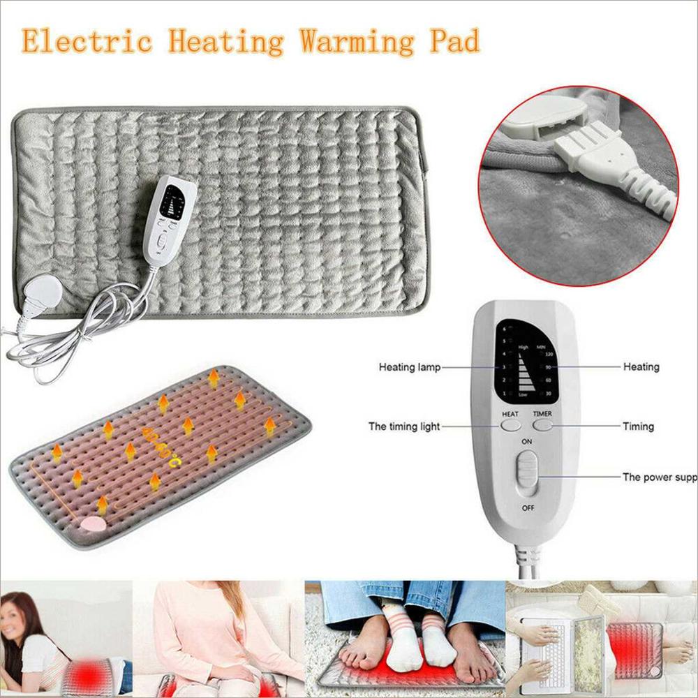 Electric Heating Pad Shoulder Neck Back Spine Leg Pain Relief Timed Physiotherapy Winter Heater 75x40cm/60x30cm